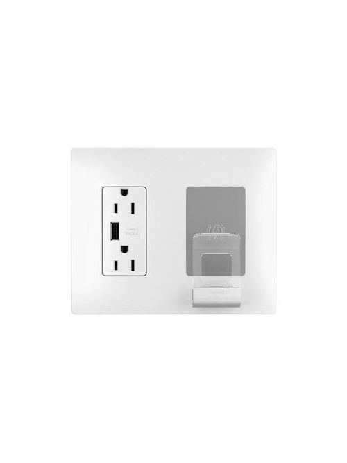 Product image for Pass & Seymour RWC826USBLACCV2 Radient Light Almond Wireless Charger/Duplex Receptacle