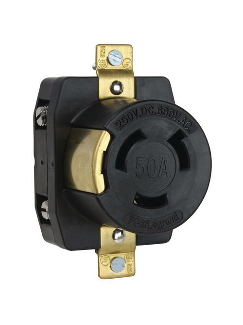 Pass & Seymour 3771 50 Amp 600 VAC/250 VDC 2-Pole 3-Wire Corrosion-Resistant Single Receptacle Pass & Seymour 3771 50 Amp 600 VAC/250 VDC 2-Pole 3-Wire Corrosion-Resistant Single Receptacle