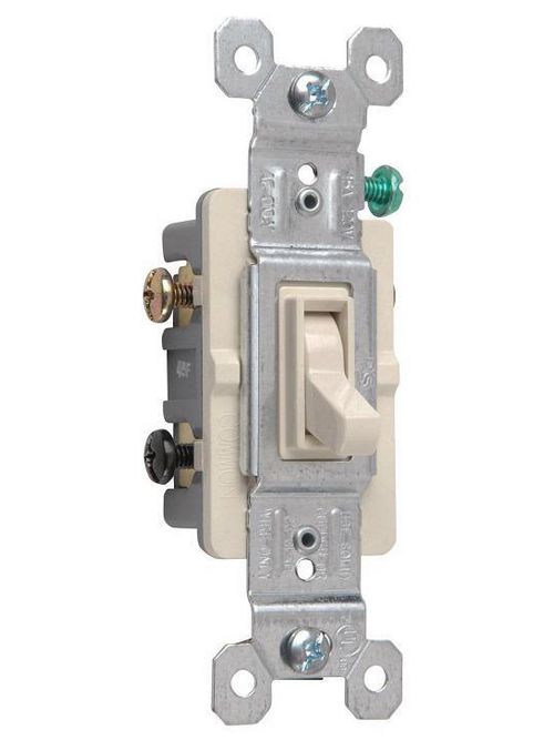 Product image for Pass & Seymour 663LA Light Almond 15 Amp 120 Volt Grounded Light Three Way Toggle Switch