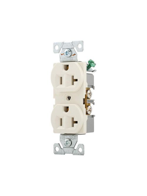Product image for Arrow Hart Wiring 5362LA 20 Amp 125 VAC 2-Pole 3-Wire NEMA 5-20R Light Almond Straight Blade Duplex Receptacle