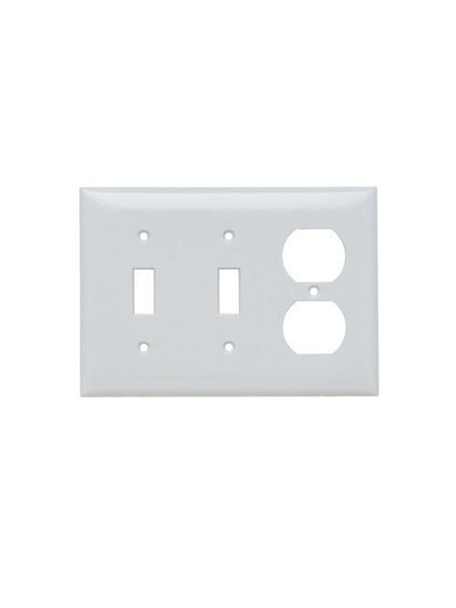 Product image for Pass & Seymour SP28 3-Gang 2-Toggle 1-Duplex Brown Smooth Thermoset Plastic Standard Combination Wallplate