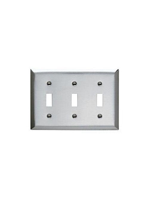 Product image for Pass & Seymour SP3 3-Gang 3-Toggle Brown Smooth Thermoset Plastic Standard Wallplate