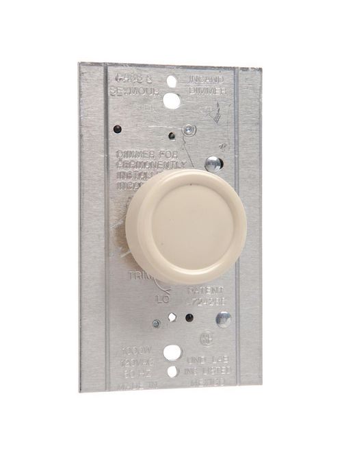 Product image for Pass & Seymour 91101-I 120 Volt 1000 W 1-Pole Ivory Incandescent Heavy Use Rotary Dimmer