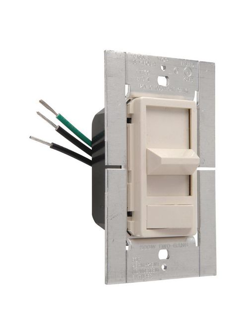 Product image for Pass & Seymour 91180-LA 1000 W 120 Volt 1-Pole 3-Way Light Almond Incandescent Slide with Preset On/Off Dimmer