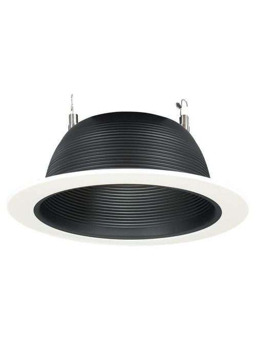 Product image for Sea Gull Lighting 1126-15 7-3/8 x 2-7/8 Inch White Trim Black Baffle Incandescent Recessed Lighting Trim and Baffle