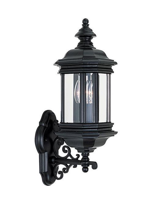 Product image for Sea Gull Lighting 8838-12 2-Lamp 60 W 120 Volt Black Candelabra Torpedo Wall Mount Light Fixture