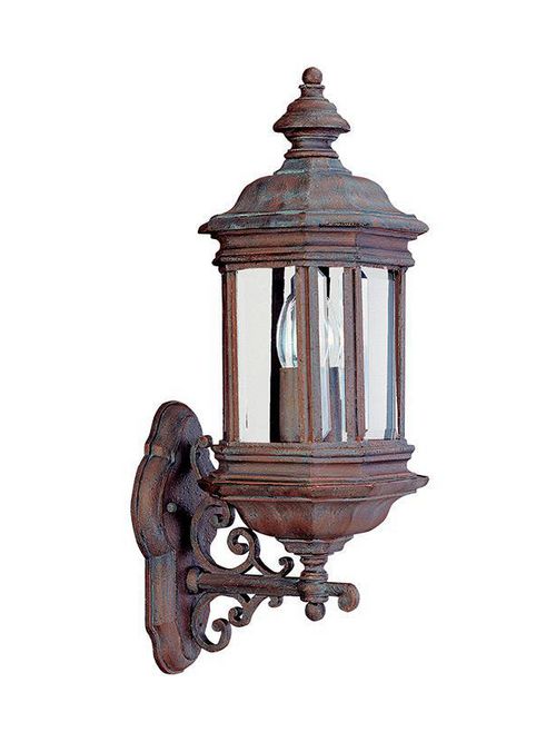 Product image for Sea Gull Lighting 8838-08 2-Lamp 60 W 120 Volt Textured Rust Patina Candelabra Torpedo Wall Mount Light Fixture