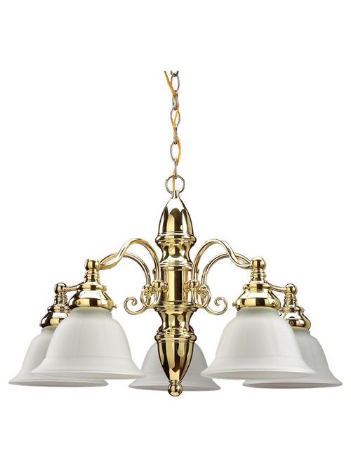 Product image for Sea Gull Lighting 31051-02 5-Lamp 8/13.5/100 W 120 Volt Polished Brass Steel Medium A19 Chandelier