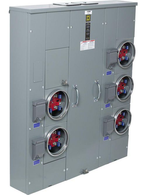 Product image for Square D MP55125 120/240 VAC 125 Amp 1-Phase 3-Wire 5-Position NEMA 3R Ring Type Meter Center