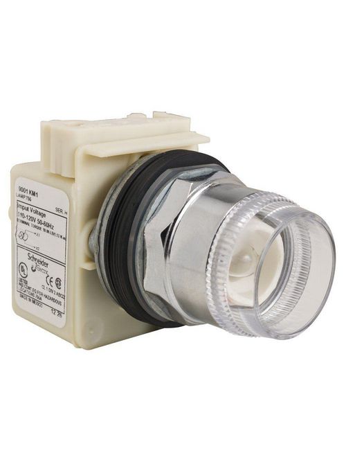 Product image for Square D 9001K1L1 30 mm Blue Body Metal Bezel Momentary Full Guarded Round Illuminated Push Button Operator