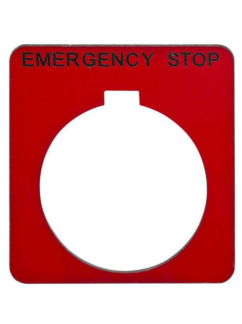 Product image for Square D 9001KN205RP 1.75 Inch Plastic Black Emergency Stop Square Push Button Standard Legend Plate