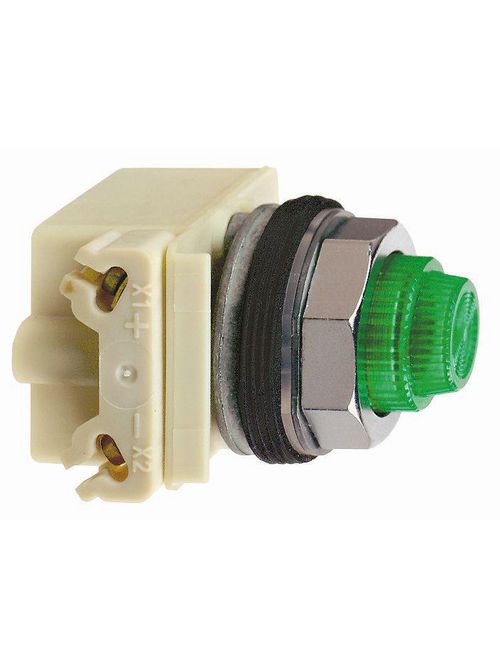 Product image for Square D 9001KP35LGG31 30 mm 24/28 VAC/VDC Green Lens Metal Bezel LED Standard Round Pilot Light