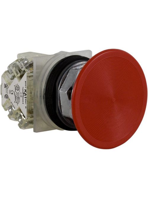Product image for Square D 9001KR5RH13 30 mm 600 VAC Momentary 1NO 1NC Red Lens Chrome Plated Metal Bezel Non-Illuminated Push Button