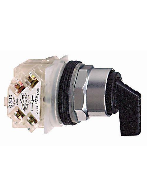 Product image for Square D 9001KS11FBH13 30 mm 10 Amp 600 VAC/VDC 1NO 1NC 2-Position Round Knob Non-Illuminated Selector Switch
