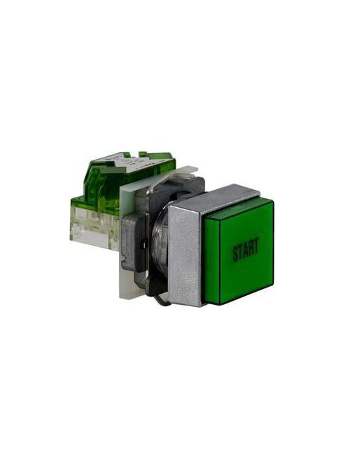 Product image for Square D 9001KXRA133 30 mm Green Body Metal Bezel Momentary Square Non-Illuminated Push Button Operator