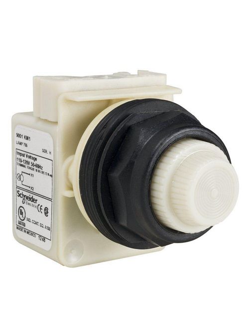 Product image for Square D 9001SKP1W31 30 mm 120 VAC White Lens Plastic Bezel Standard Round Pilot Light