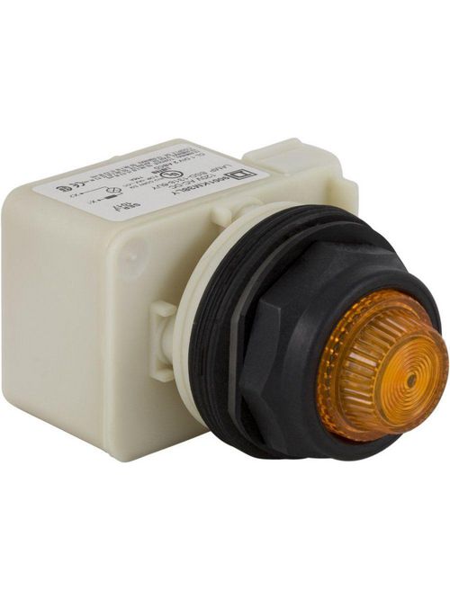 Product image for Square D 9001SKP38LYA31 30 mm 120 VAC/VDC Yellow Lens Plastic Bezel LED Standard Round Pilot Light