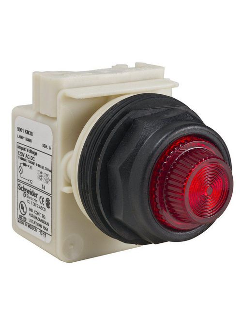 Product image for Square D 9001SKP38R31 30 mm 120 VAC/VDC Red Lens Plastic Bezel Standard Round Pilot Light