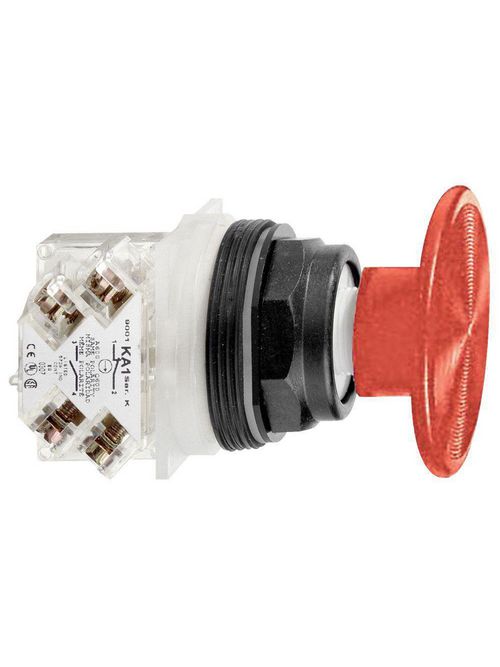 Product image for Square D 9001SKR25RH13 30 mm 600 VAC Momentary 1NO 1NC Red Lens Plastic Bezel Non-Illuminated Push Button