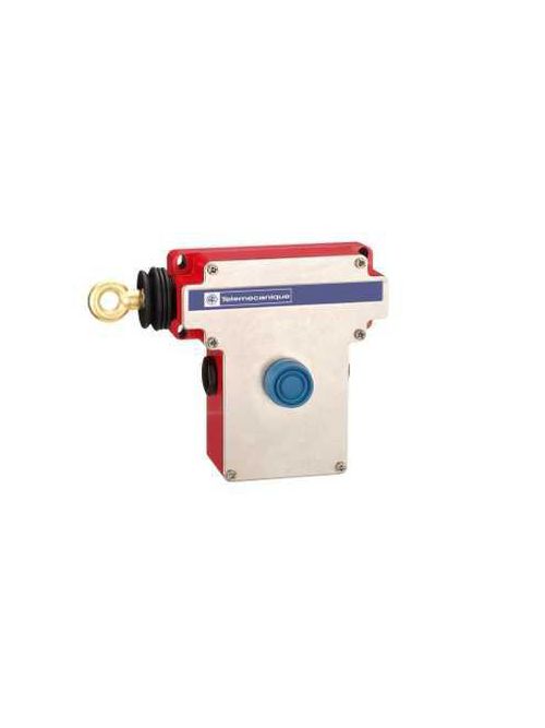 Product image for TES XY2CE2A290 Latching emergency stop rope pull switch, TES rope pull switches XY2C, e XY2CE, LH side -2NC+2 NO, Booted pushbutton