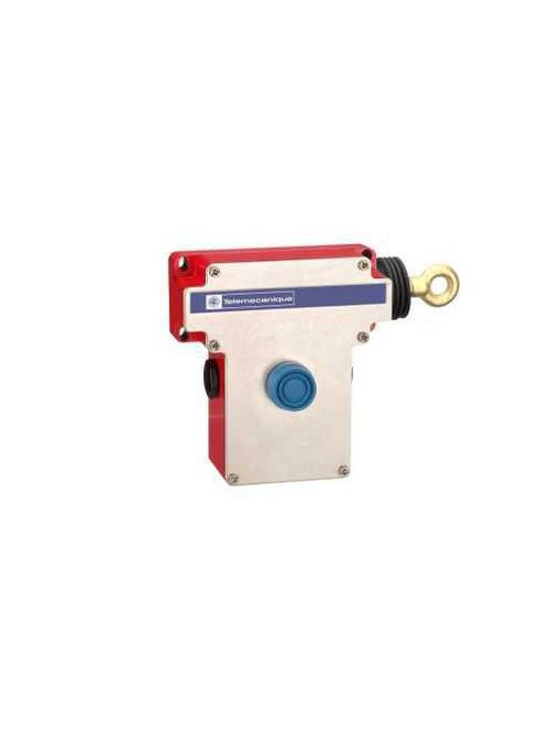 Product image for TES XY2CE1A290 Latching emergency stop rope pull switch, TES rope pull switches XY2C, e XY2CE, RH side -2NC+2 NO, Booted pushbutton