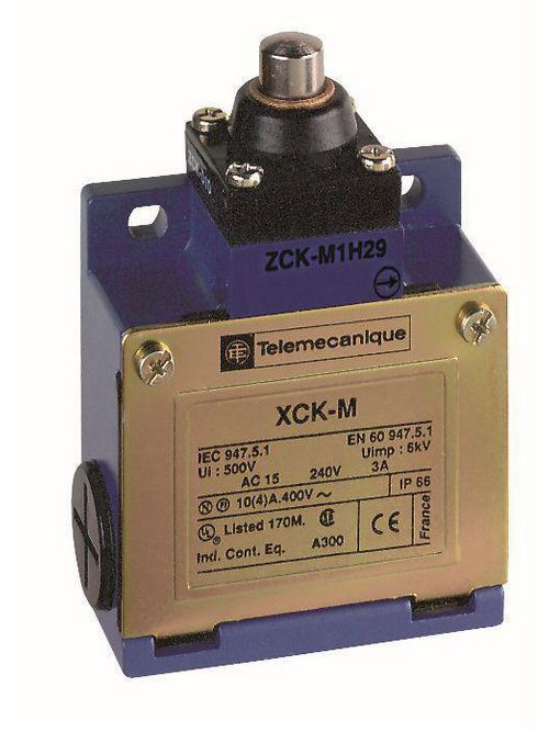 Product image for TES XCKM110 Limit switch, Limit switches XC Standard, XCKM, metal end plunger, 1NC+1 NO, snap action, Pg11
