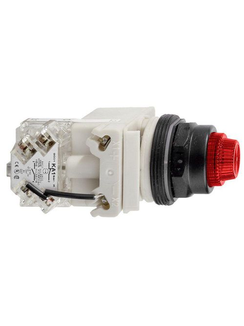 Product image for Square D 9001SKT38LRR31 30.5 mm 120 VAC/VDC Red Lens Plastic Bezel LED Push to Test Pilot Light