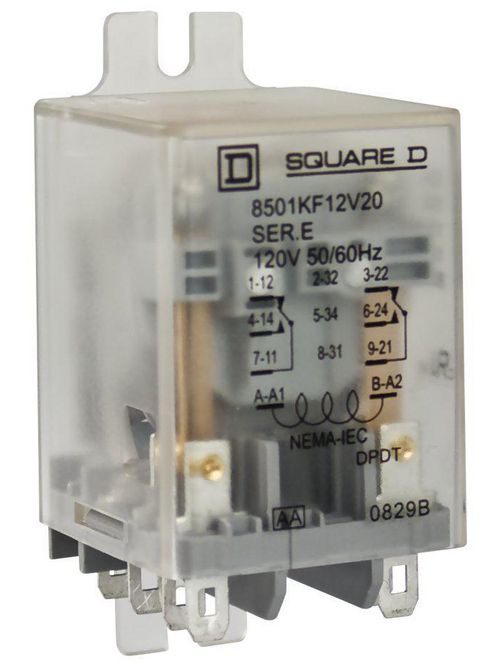 Product image for Square D 8501KFD12V51 12 VDC 10 Amp DPDT Flange Mount DC Operated Plug-In Relay