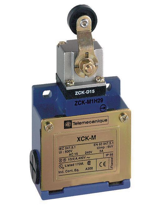 Product image for TES XCKM115H29 Limit switch, Limit switches XC Standard, XCKM, thermoplastic roller lever, 1NC+1 NO, snap action, M20