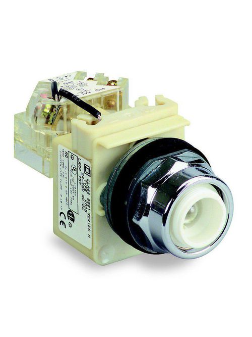 Product image for Square D 9001KT1 30 mm 110/120 Volt Metal Bezel Push to Test Round Pilot Light
