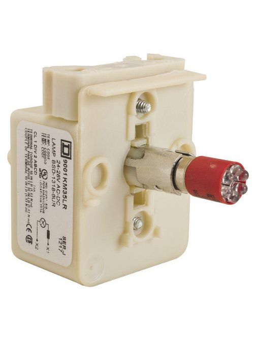 Product image for Square D 9001KM35LR 24 to 28 VAC/VDC 0.28 VA Red LED 30 mm Push Button Light Module