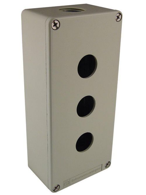 Product image for Square D XAPG39203 6.90 x 3.15 x 2.03 Inch NEMA 4/13 RAL 7032 Gray Painted Die-Cast Zinc Alloy Push Button Enclosure