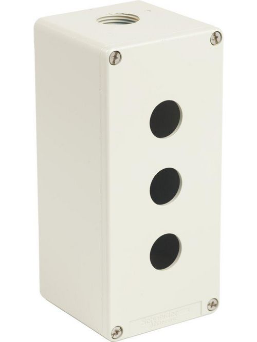 Product image for Square D XAPG39503 6.90 x 3.15 x 3.03 Inch NEMA 4/13 RAL 7032 Gray Painted Die-Cast Zinc Alloy Push Button Enclosure