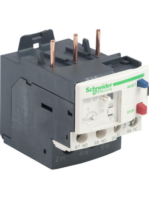 Product image for Square D LR3D07 600 Volt 25 Amp 3-Pole Bi-Metallic Screw Clamp Terminal Thermal Overload Relay