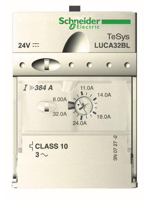 Product image for Square D LUCA12B 24 VAC 3 to 12 Amp 3-Phase Class 10 Thermal Motor Starter Standard Control Unit