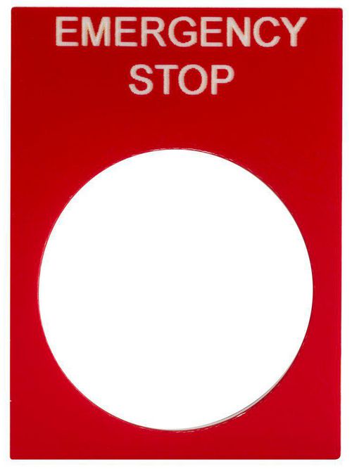 Product image for Square D ZB2BY2330 30 x 40 mm White/Black PVC Emergency Stop Standard Legend Plate