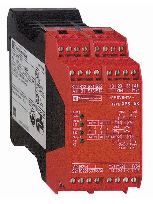 Product image for Square D XPSAK311144P 24 VDC 3NO 4-LED Display Safety Relay Module