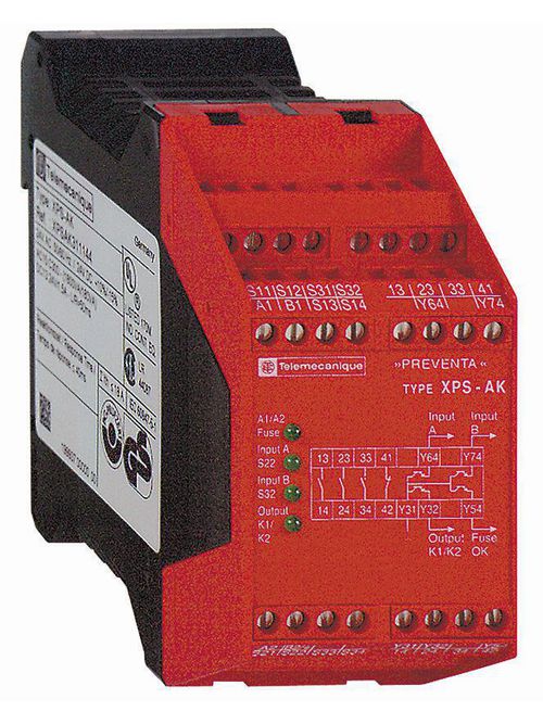 Product image for Square D XPSAK311144 24 VDC 3NO 4-LED Display Safety Relay Module