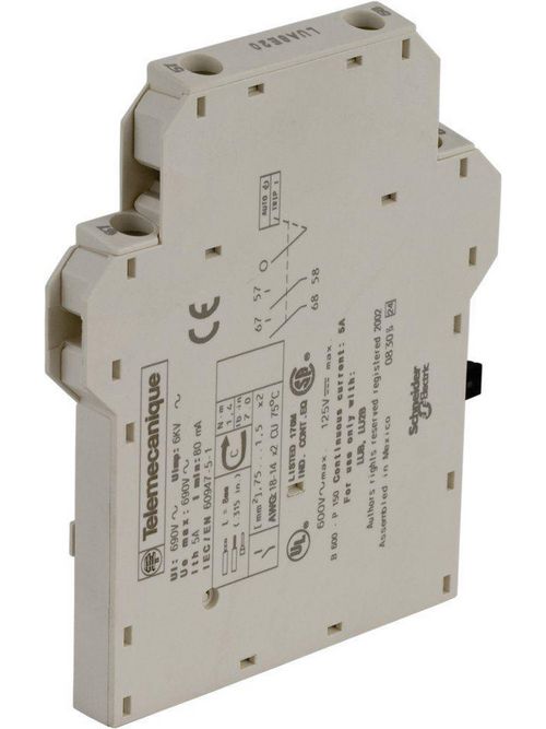 Product image for Square D LUA8E20 250 VAC/VDC 5 Amp 2NO Screw Clamp Terminal Start/Stop Function Control Circuit Contact Block