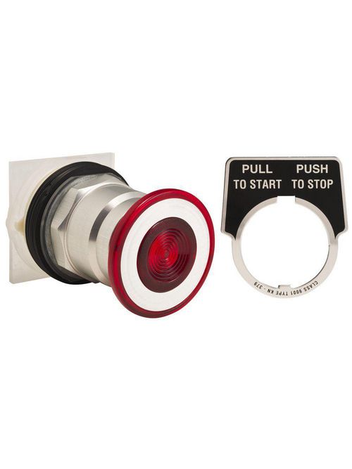 Product image for Square D 9001KR8R 30 mm Red Body Chrome Plated Metal Bezel 3-Position Mushroom Non-Illuminated Push-Pull Operator