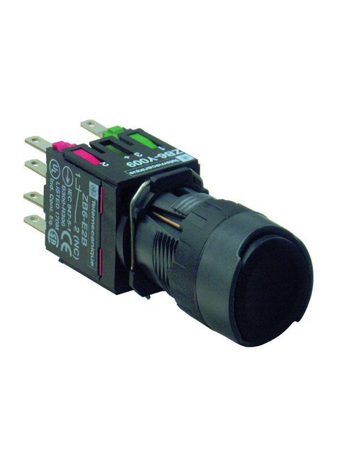 Product image for Square D XB6AA25B 16 mm 240 VAC 1.5 Amp 1NO 1NC Black Round Flush/Spring Return Non-Illuminated Push Button