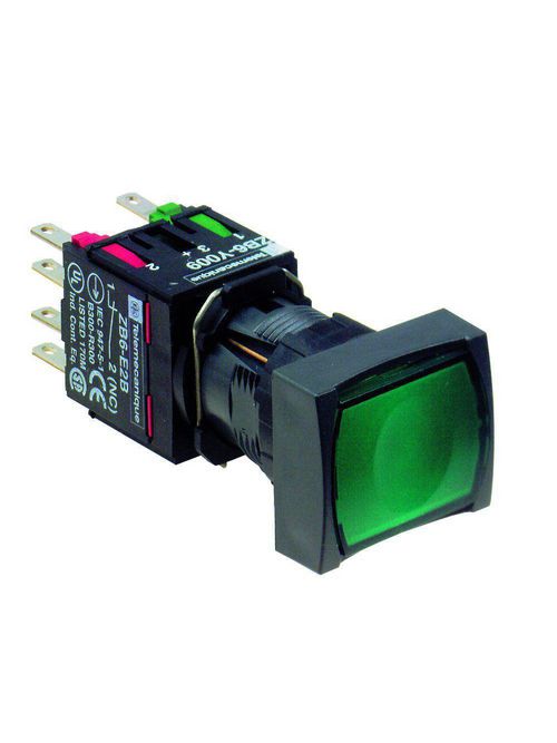 Product image for Square D XB6DW3B5B 16 mm 240 VAC 1.5 Amp 1NO 1NC Green Rectangular Flush Return Illuminated Push Button