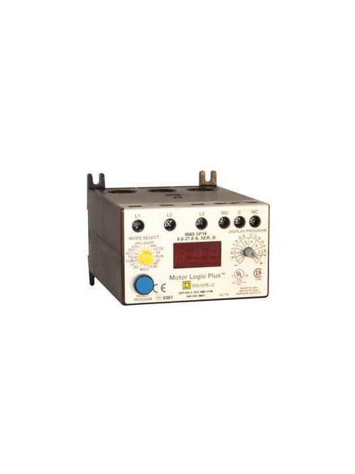 Product image for Square D 9065SP14 200 to 280 VAC 6 to 27 Amp 3-Pole 3-Phase Size 1 NEMA Solid State Overload Relay