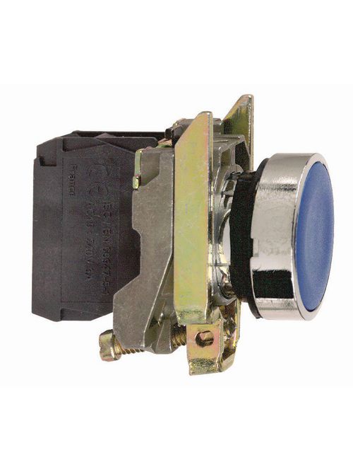 Product image for Square D XB4BA61 22 mm 600 VAC 1.2 Amp 1NO Blue Round Momentary Flush Non-Illuminated Push Button