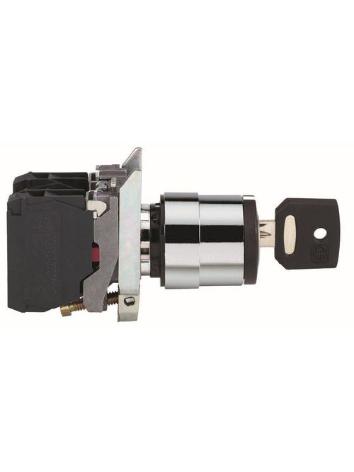 Product image for Square D XB4BG03 22 mm 1.2 Amp 600 VAC 2NO 3-Position Maintained Round Key Non-Illuminated Selector Switch