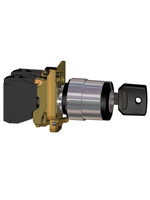 Product image for Square D XB4BG33 22 mm 1.2 Amp 600 VAC 2NO 3-Position Maintained Round Key Non-Illuminated Selector Switch