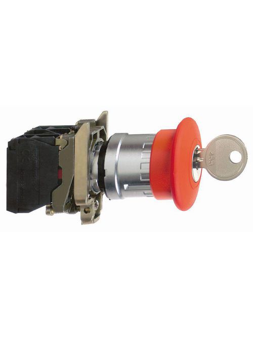 Product image for Square D XB4BS9445 22 mm 600 VAC 1.2 Amp 1NO 1NC Red Round Trigger Action Key Release Non-Illuminated Push Button