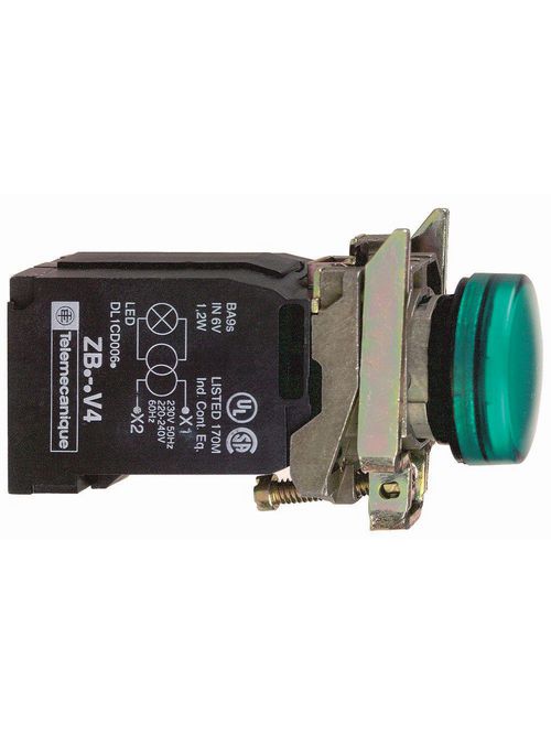 Product image for Square D XB4BV33 22 mm 120 VAC 14 mA Green Round Illuminated Pilot Light with LED