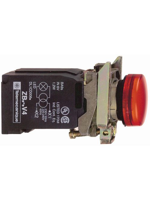Product image for Square D XB4BV34 22 mm 120 VAC 14 mA Red Round Illuminated Pilot Light with LED