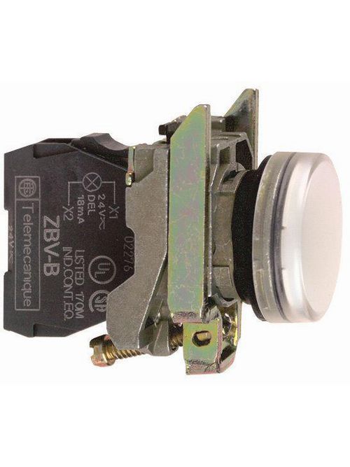 Product image for Square D XB4BVB1 22 mm 24 VAC/VDC 18 mA White Round Illuminated Pilot Light with LED
